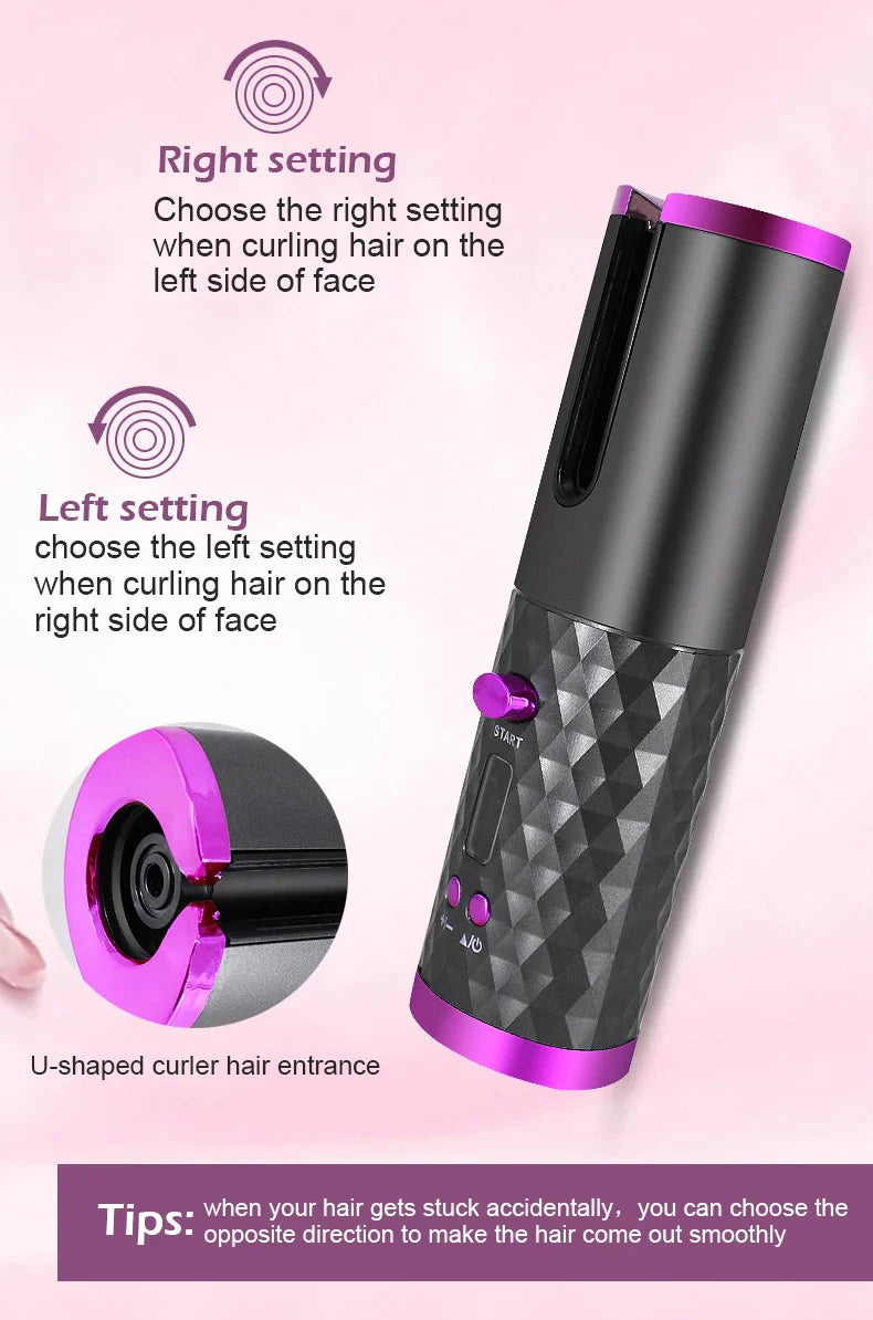 Automatic Hair Curler – 3 Color Options, USB Charging, Wireless Rotating Curling Iron, Anti-Scalding