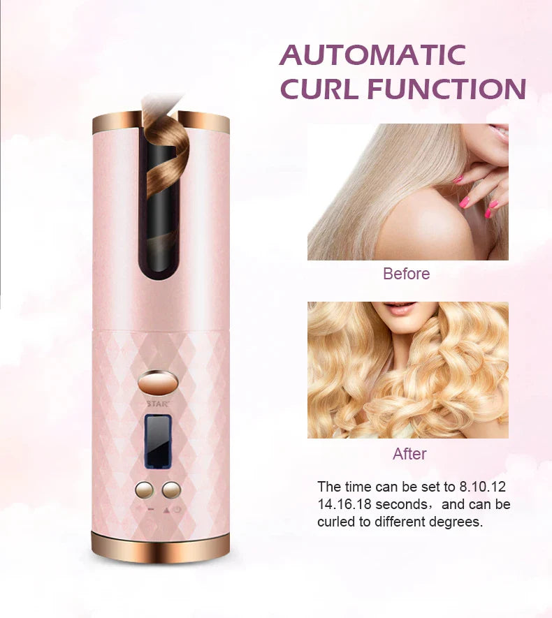 Automatic Hair Curler – 3 Color Options, USB Charging, Wireless Rotating Curling Iron, Anti-Scalding