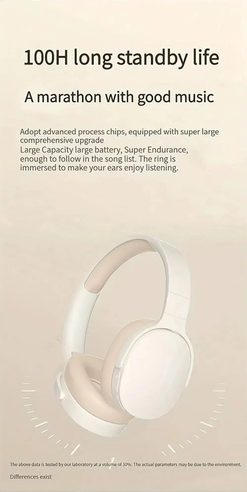 P2961 Over-Ear Wireless Bluetooth Headphones – HIFI Stereo Headsets, Sports Gaming Earphones with TF/AUX Music Player & Mic