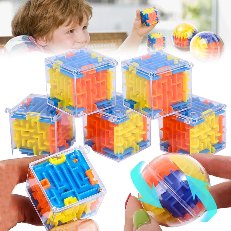 2pcs Kids 3D Transparent Maze Puzzle – Educational Pressure Relief Toy for Children