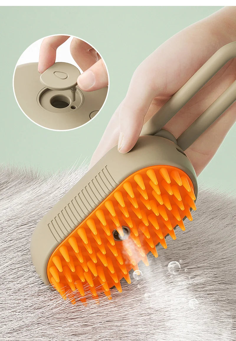 3-in-1 Cat Steam Brush & Pet Grooming Comb – Electric Water Spray Massage for Cats