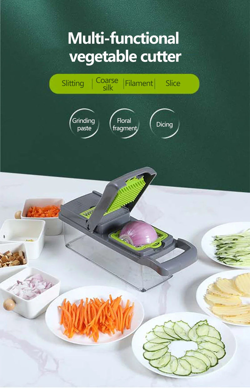 Multifunctional Vegetable Cutter & Slicer – Fruit Peeler, Carrot Grater, and Kitchen Accessories Basket