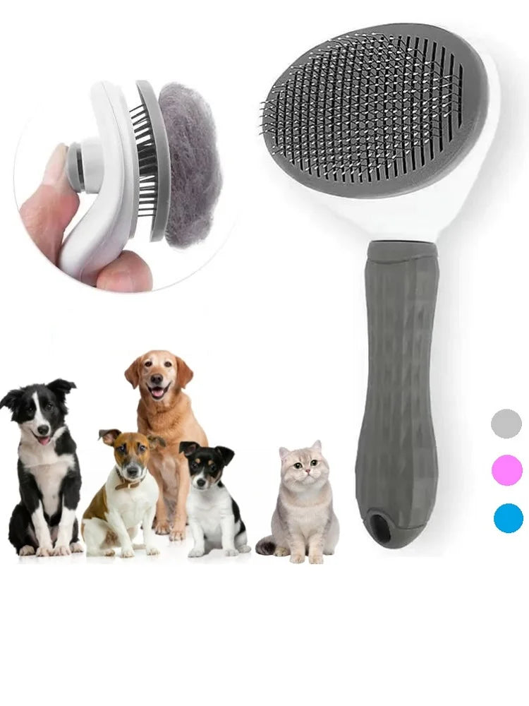 Self-Cleaning Pet Hair Removal Comb – Cat Slicker Brush & Dog Grooming Brush for Effective Fur Removal