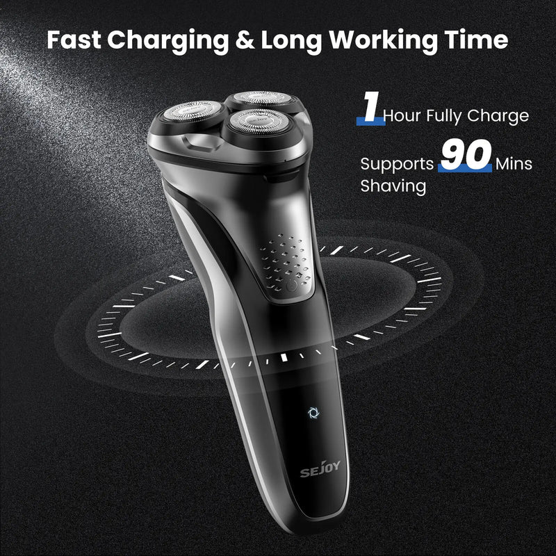 Sejoy Electric Shaver for Men – 3D Floating Wet & Dry IPX7 Waterproof Beard Razor & Beard Trimmer