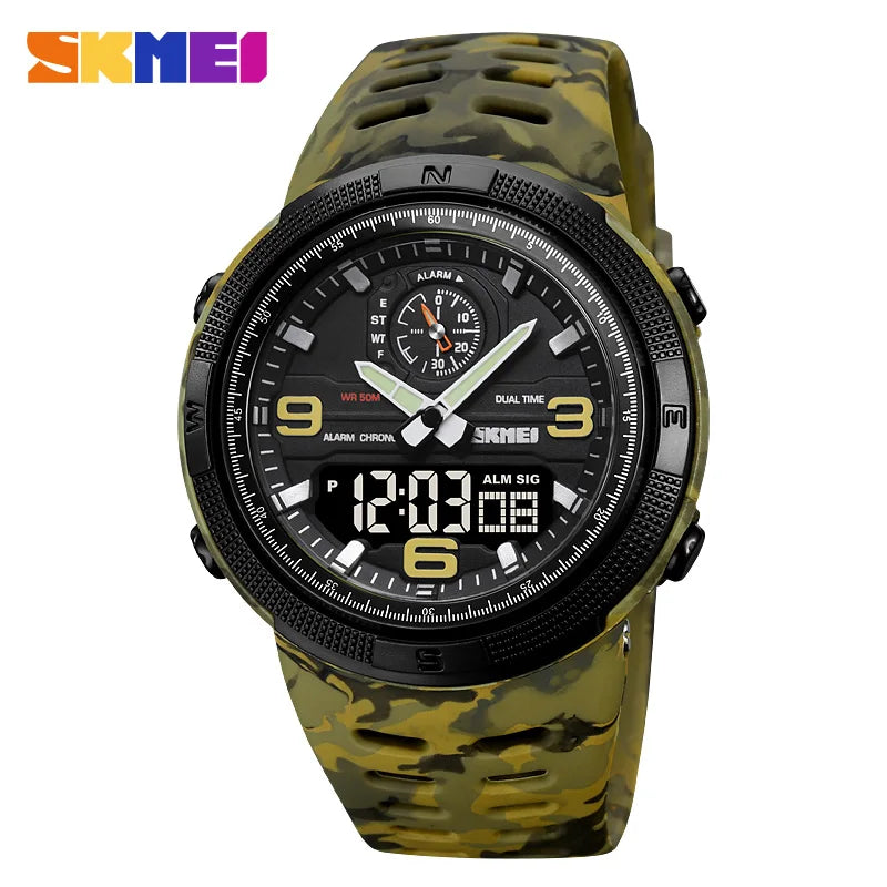 SKMEI 1655 Outdoor Sports Men's Electronic Watch – Dual Display Multifunctional Waterproof Exploration Watch