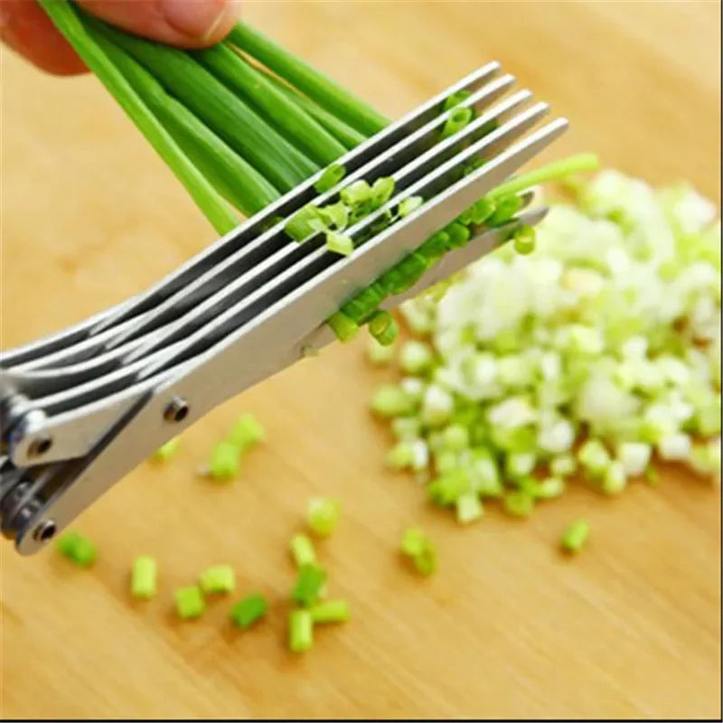 Multi-functional Stainless Steel Kitchen Scissors – 3/5 Layer Pepper, Scallion, and Laver Cutter Cooking Tool