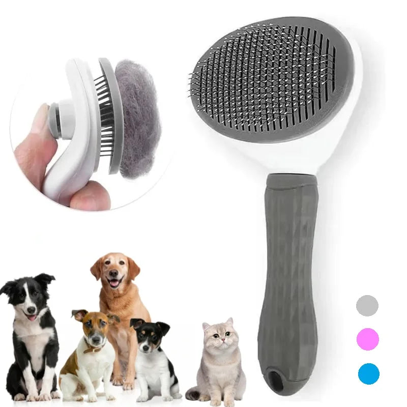 Self-Cleaning Pet Hair Removal Comb – Cat Slicker Brush & Dog Grooming Brush for Effective Fur Removal