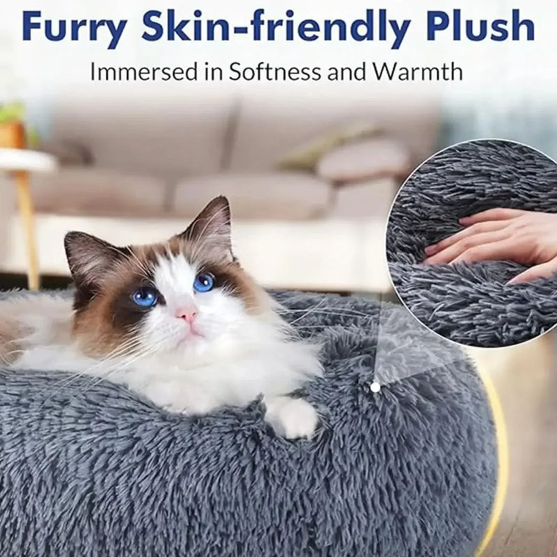 40-90cm Round Pet Bed – Super Soft Plush Dog Bed for Large & Medium Dogs, Cozy Winter Cat House