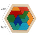 Montessori Wooden 3D Jigsaw Puzzle – Tangram Math & Shape Matching Educational Toys for Kids