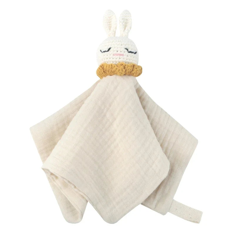 Crochet Rabbit Baby Nursing Bib & Security Blanket – Breathable Soother Towel for Boys & Girls