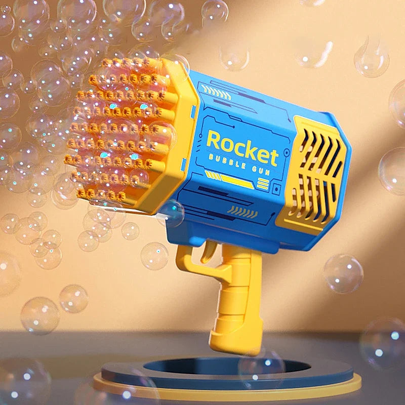 69-Hole Rocket Bubble Gun Machine – LED Kids Soap Bubble Blower for Parties & Outdoor Fun