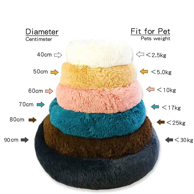 40-90cm Round Pet Bed – Super Soft Plush Dog Bed for Large & Medium Dogs, Cozy Winter Cat House