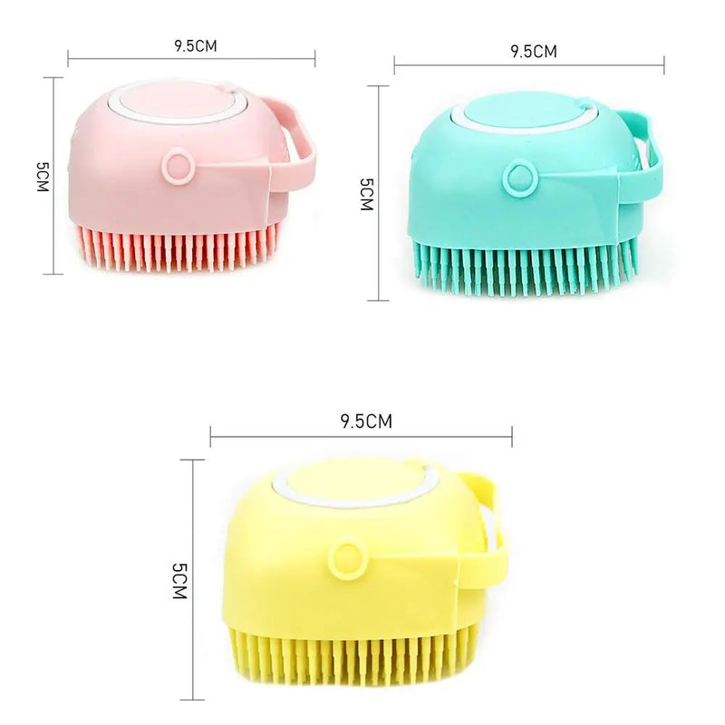 Pet Dog Shampoo Brush – 2.7oz 80ml Cat Massage Comb, Soft Silicone Rubber Grooming Scrubber for Bathing Short Hair