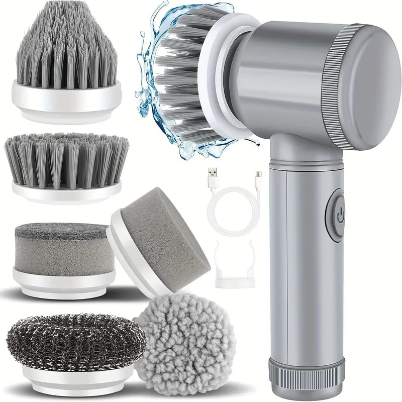 Electric Spin Scrubber – Cordless Cleaning Brush with 6 Replaceable Brush Heads