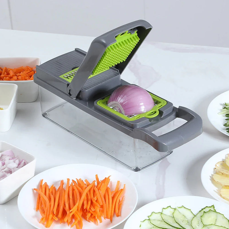 Multifunctional Vegetable Cutter & Slicer – Fruit Peeler, Carrot Grater, and Kitchen Accessories Basket