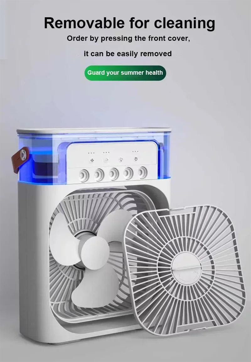 Xiaomi Mijia 3-in-1 Portable Desk Fan – USB Air Conditioner, Night Light, and Hydro Water Mist Adjustment, Silent 3-Speed Fan for Home