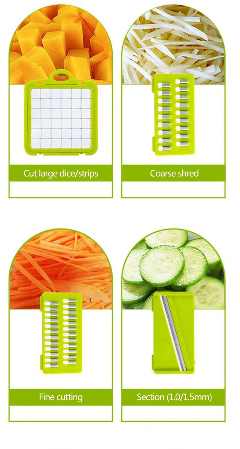 Multifunctional Vegetable Cutter & Slicer – Fruit Peeler, Carrot Grater, and Kitchen Accessories Basket